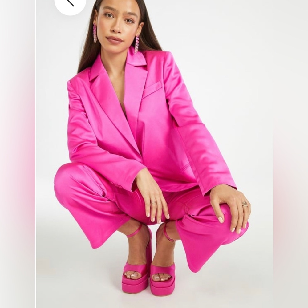 Satin Cargo Trousers Pink